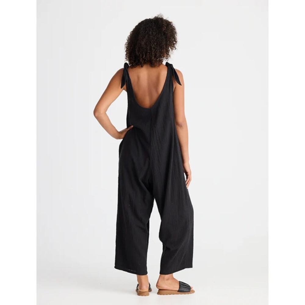 Whiteroom + Cactus Sardinia Sleeveless Tie Shoulder Strap Jumpsuit Black M NWT - Picture 2 of 8